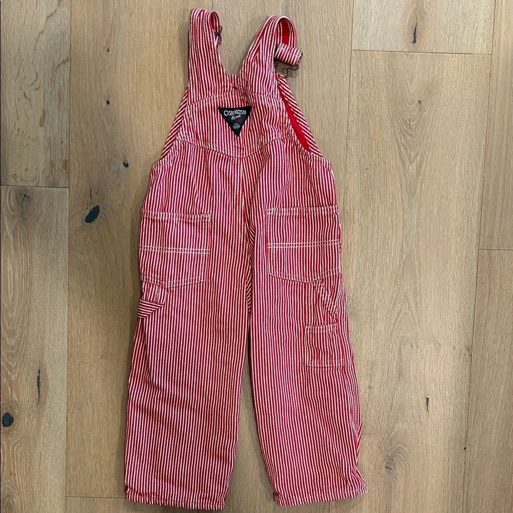 OshKosh B'gosh Red and White Striped Kids Overalls